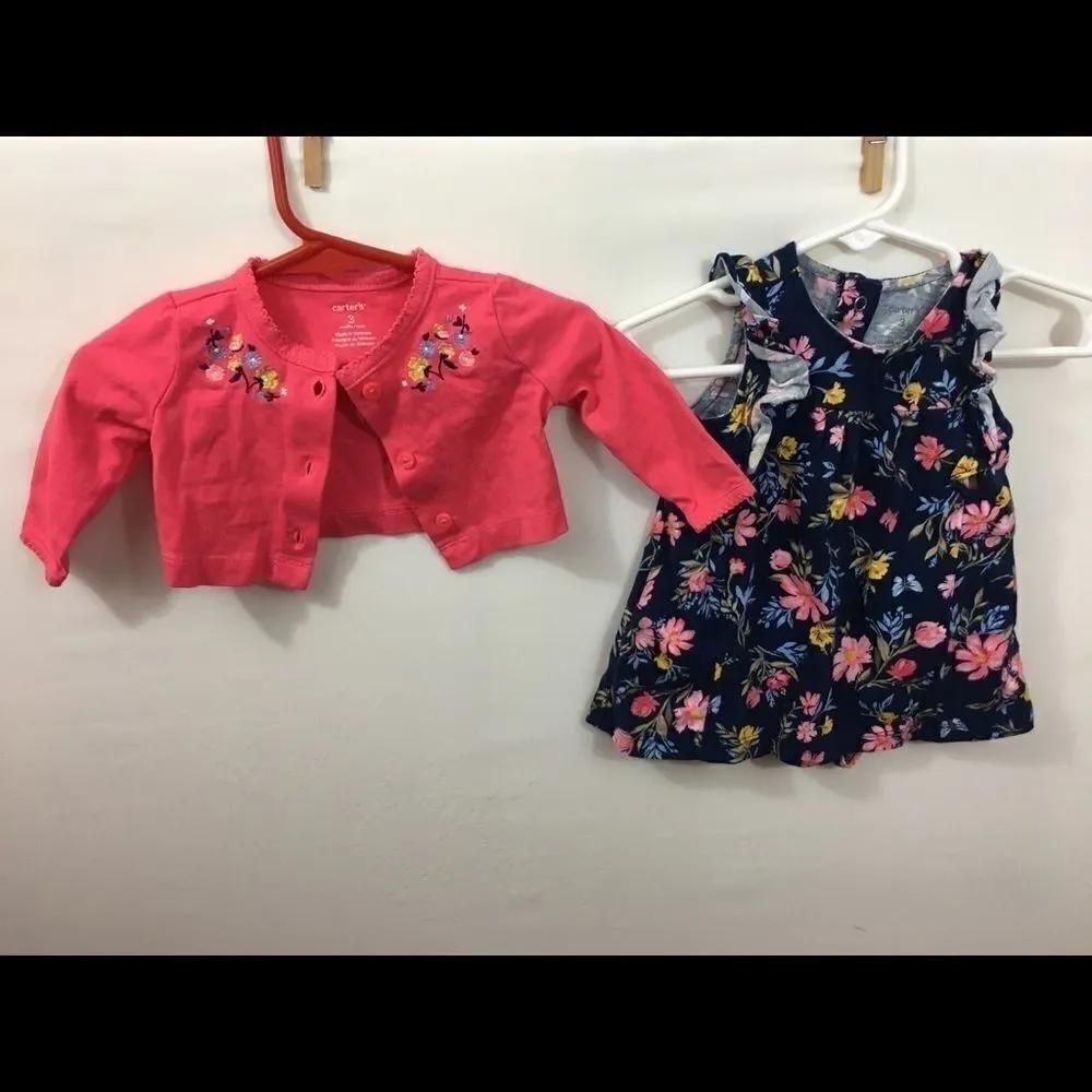 2 Pieces Carter Girls Dress With Cardigan 3 mo NWOT